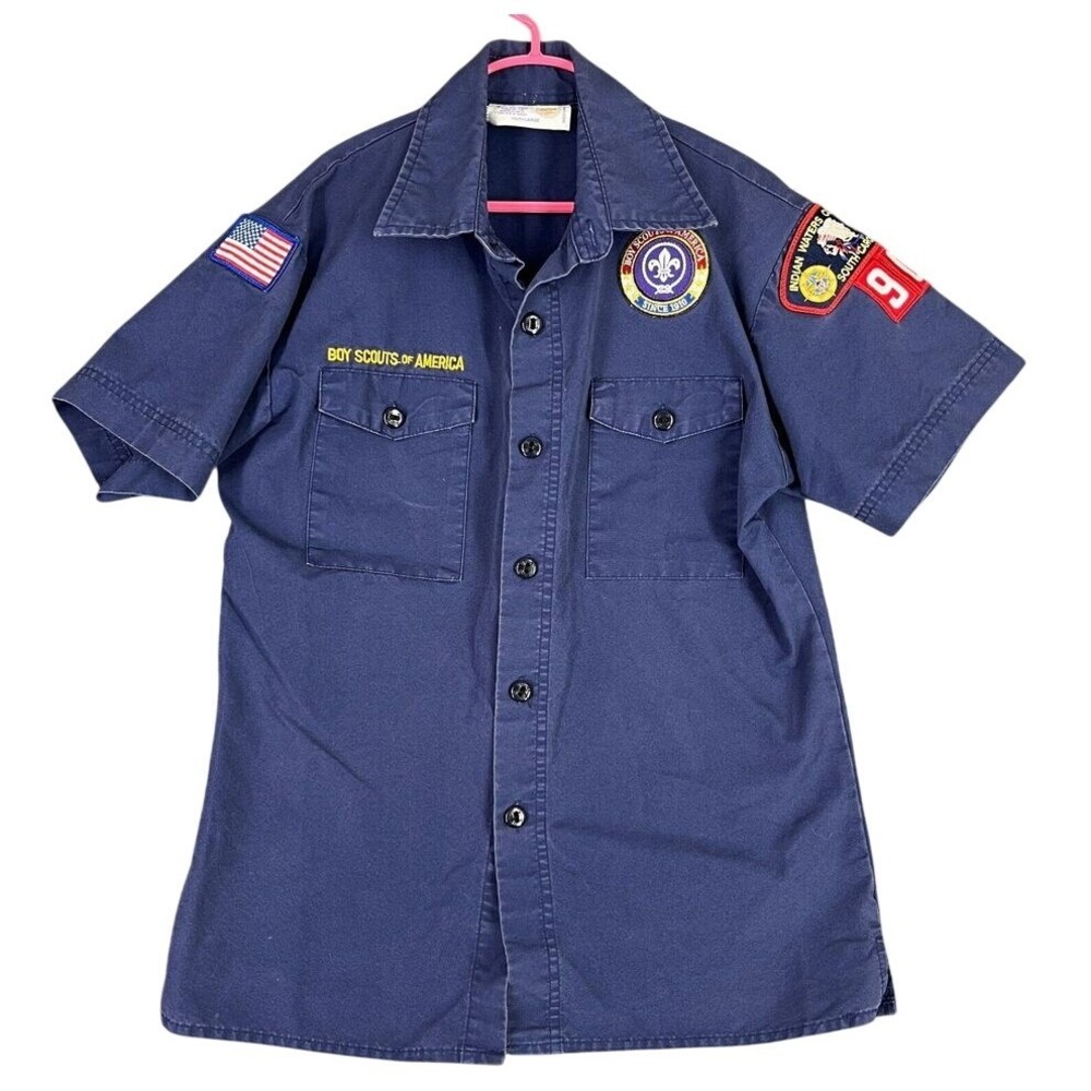 Boys Scouts Shirt Boys Large Blue Youth Shortsleeve South Carolina Indian Waters